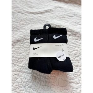 Nike Kids Everyday Cushioned Crew Socks 6 Pair Black White Size 10C-3Y